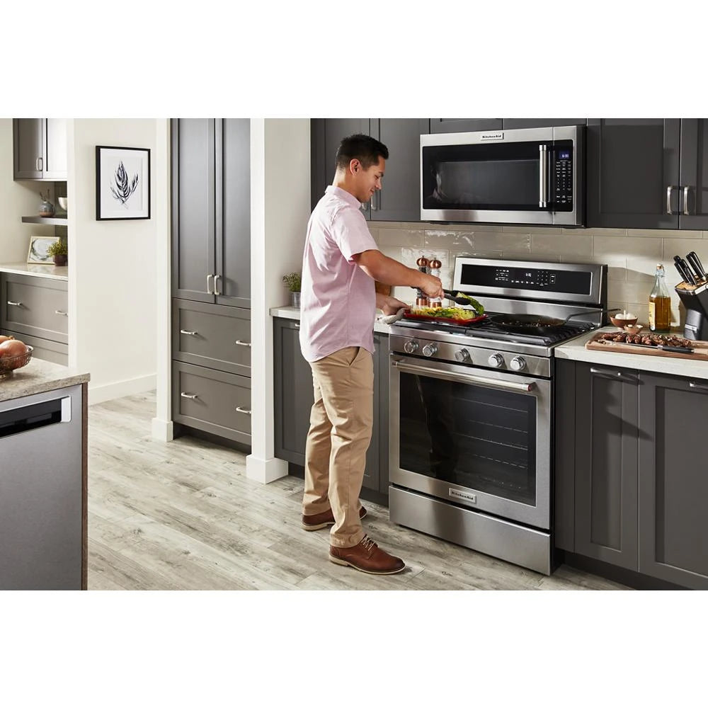 KITCHENAID 30-Inch 5-Burner Gas Convection Range - Stainless Steel (KFGG500ESS)