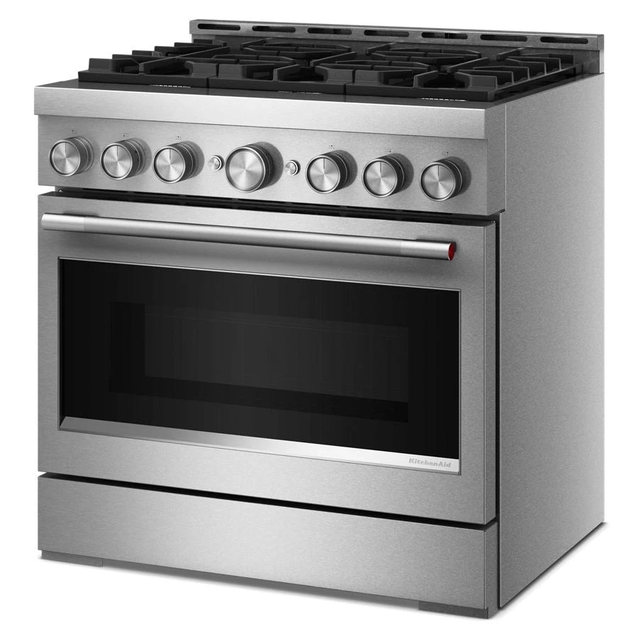 KITCHENAID 36-Inch 6 Burner Commercial-Style Gas Range with No Preheat Air Fry Mode - Stainless Steel (KFGS936SSS)