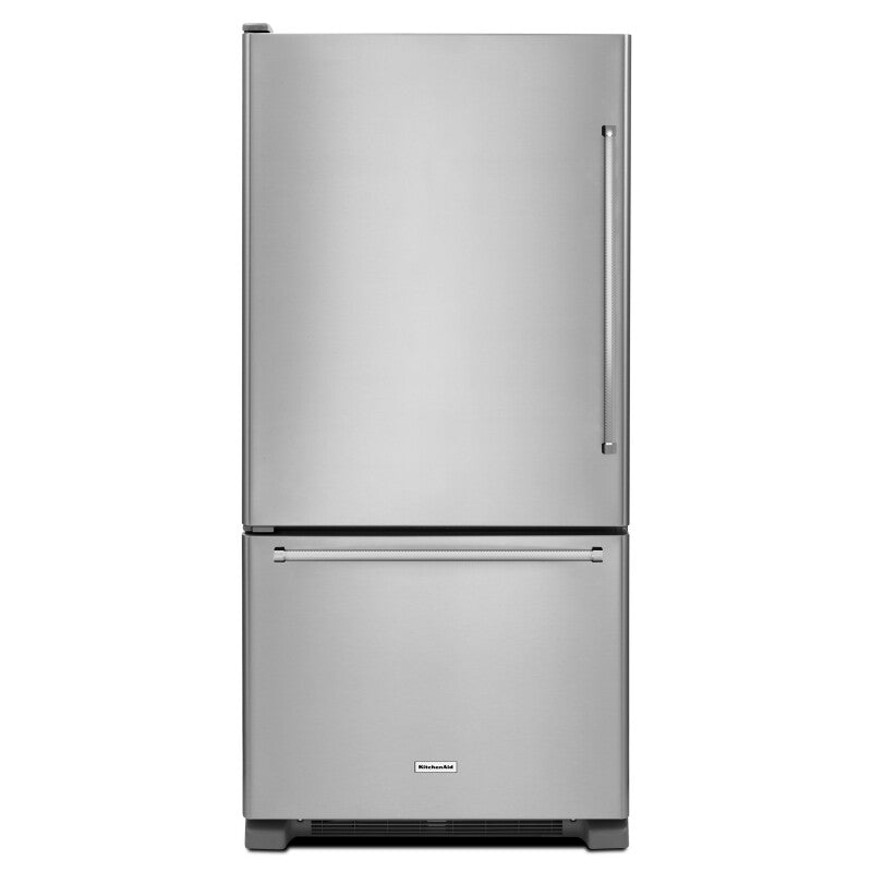 KitchenAid 22 cu. ft. 33-Inch Width Full Depth Non Dispense Bottom Mount Refrigerator - Stainless Steel (KRBL102ESS)