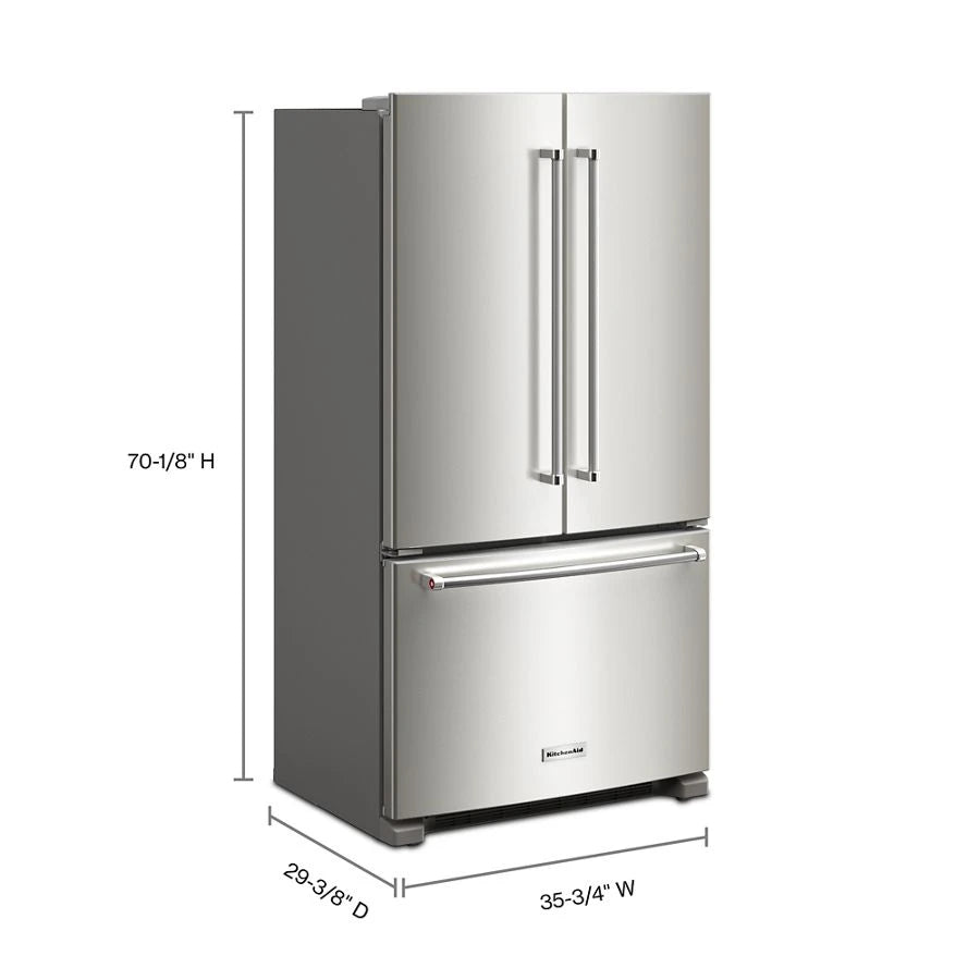 KITCHENAID 20 Cu. Ft. 36-inch Width Counter-depth French Door Refrigerator With Interior Dispense - Stainless Steel (KRFC136RPS)