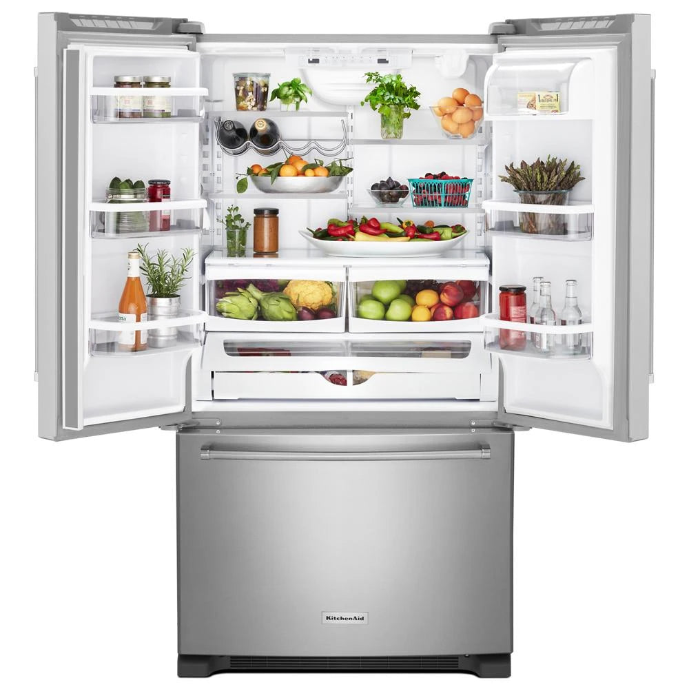KitchenAid 20 cu. ft. 36-Inch Width Counter-Depth French Door Refrigerator with Interior Dispense - Stainless Steel (KRFC300ESS)