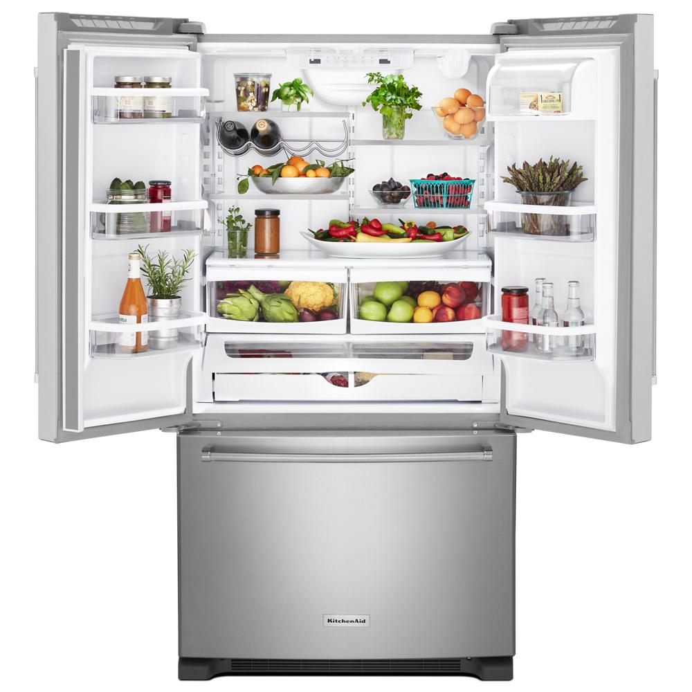 KitchenAid 20 cu. ft. 36" Counter-Depth French Door Refrigerator - Stainless Steel (KRFC300ESS)