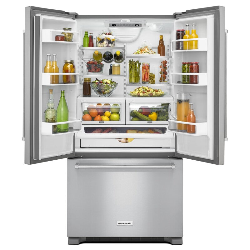 KitchenAid 22 cu. ft. 36-Inch Width Counter Depth French Door Refrigerator with Interior Dispense - Stainless Steel (KRFC302ESS)