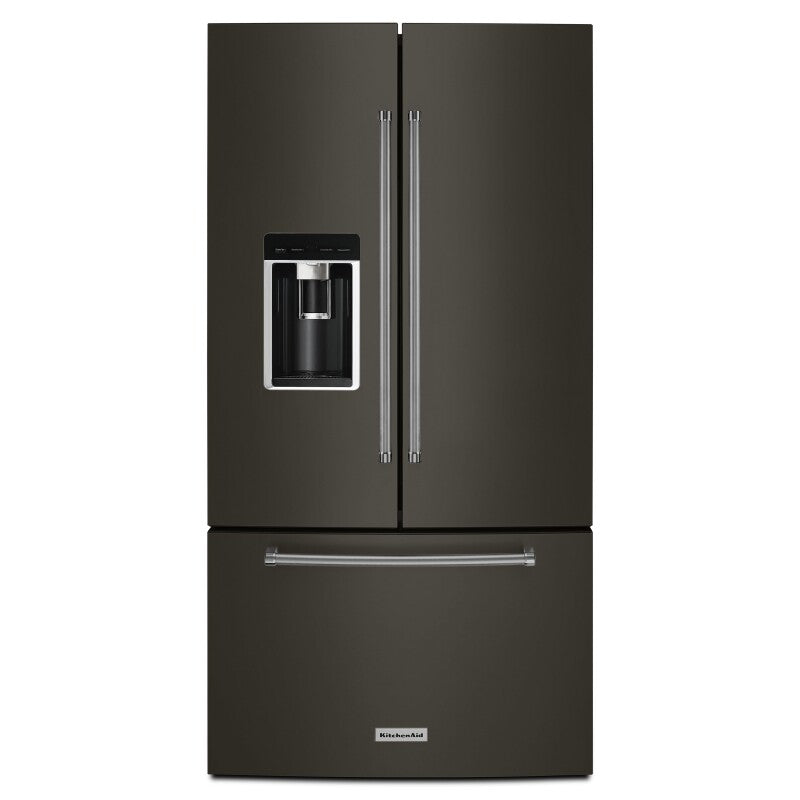 KitchenAid 23.8 cu. ft. Counter-Depth French Door Platinum Interior Refrigerator in Black Stainless Steel - Black Stainless Steel with PrintShield™ Finish (KRFC704FBS)