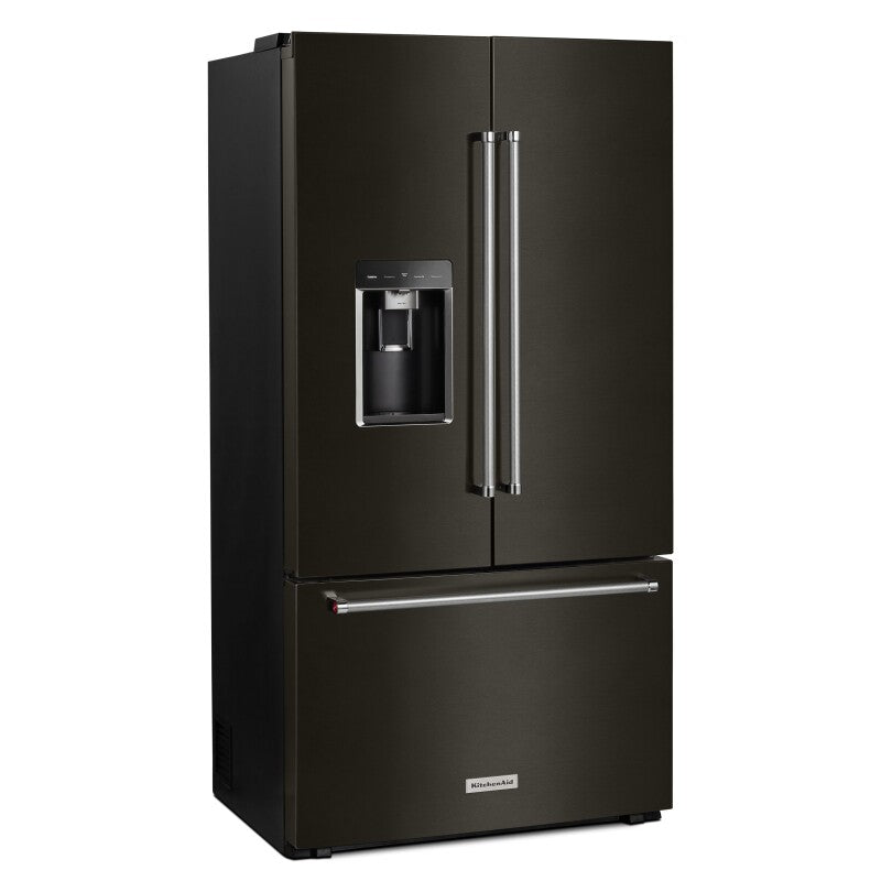 KitchenAid 23.8 cu. ft. Counter-Depth French Door Platinum Interior Refrigerator in Black Stainless Steel - Black Stainless Steel with PrintShield™ Finish (KRFC704FBS)