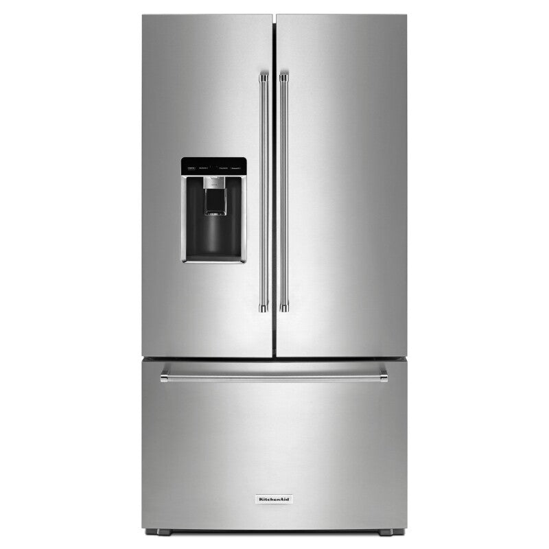 KitchenAid 23.8 cu. ft. Counter-Depth French Door Platinum Interior Refrigerator with PrintShield™ Finish - Stainless Steel with PrintShield™ Finish (KRFC704FPS)
