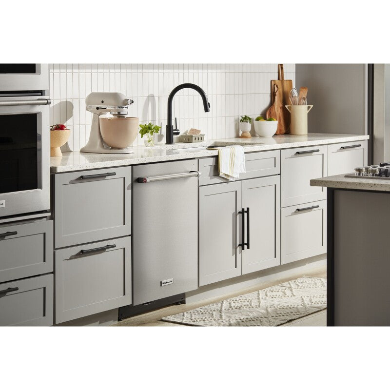 KitchenAid 23.8 cu. ft. Counter-Depth French Door Platinum Interior Refrigerator with PrintShield™ Finish - Stainless Steel with PrintShield™ Finish (KRFC704FPS)