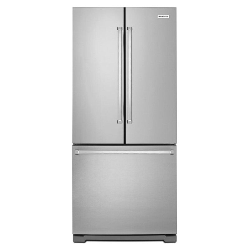 KitchenAid 20 cu. Ft. 30-Inch Width Standard Depth French Door Refrigerator with Interior Dispense - Stainless Steel (KRFF300ESS)