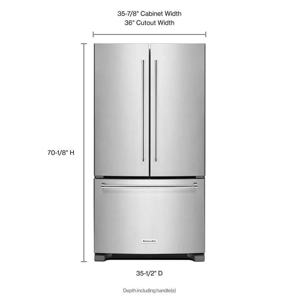 KitchenAid 25 Cu. Ft. 36-Width Standard Depth French Door Refrigerator with Interior Dispense - Stainless Steel (KRFF305ESS)