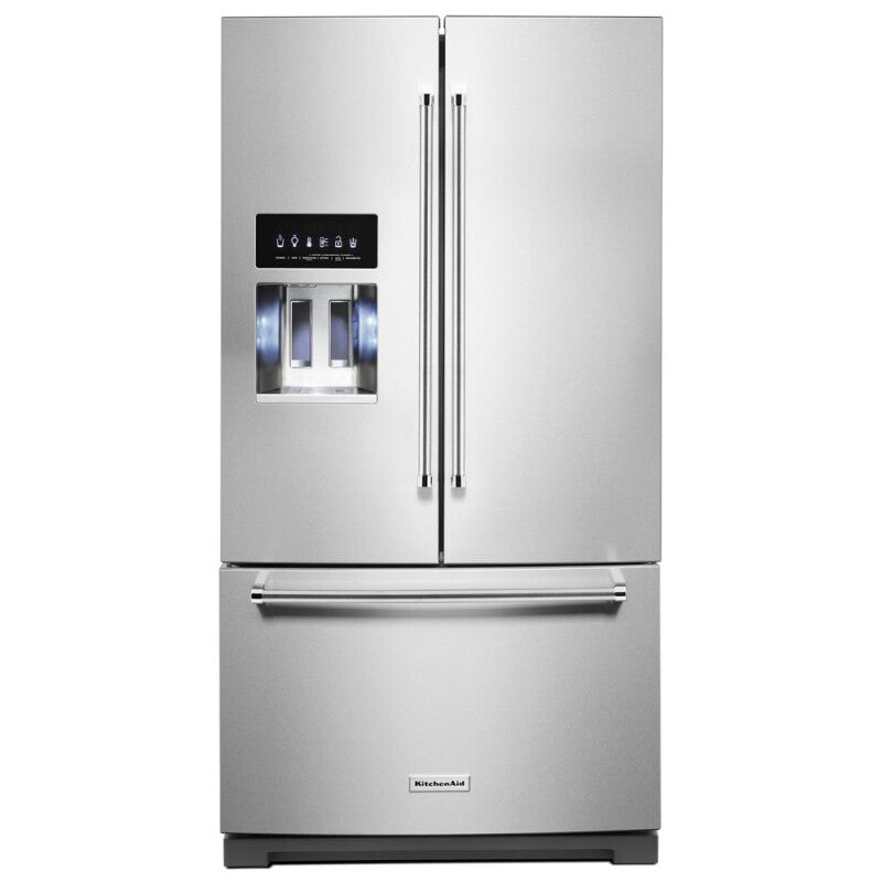 KitchenAid 26.8 Cu. Ft. Standard-Depth French Door Refrigerator with Exterior Ice and Water Dispenser - Stainless Steel with PrintShield™ Finish (KRFF577KPS)
