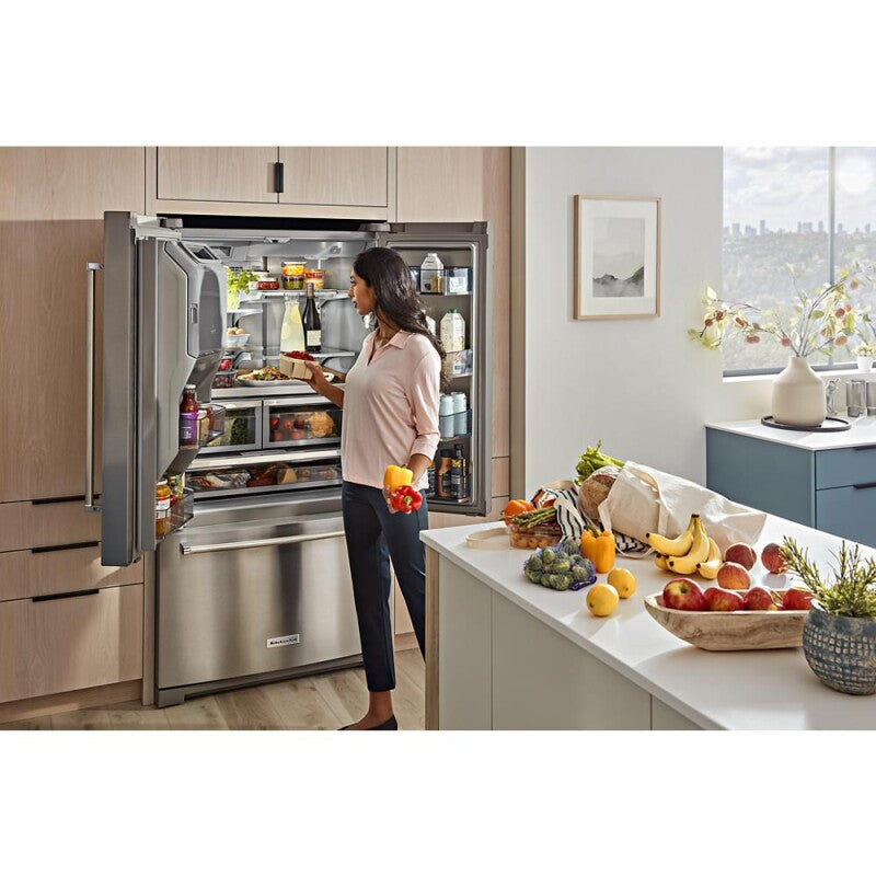 KitchenAid 26.8 Cu. Ft. Standard-Depth French Door Refrigerator with Exterior Ice and Water Dispenser - Stainless Steel with PrintShield™ Finish (KRFF577KPS)