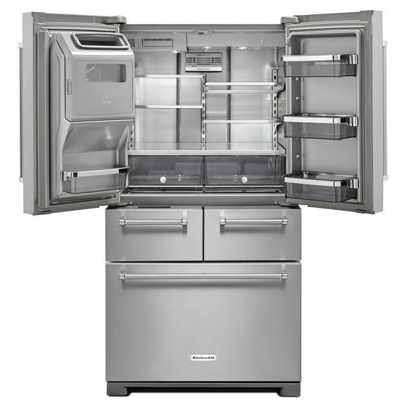 KitchenAid 25.8 Cu. Ft. 36" Multi-Door Freestanding Refrigerator with Platinum Interior Design - Stainless Steel (KRMF706ESS)