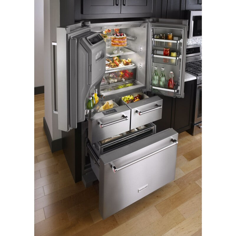 KitchenAid 25.8 Cu. Ft. 36" Multi-Door Freestanding Refrigerator with Platinum Interior Design - Stainless Steel (KRMF706ESS)