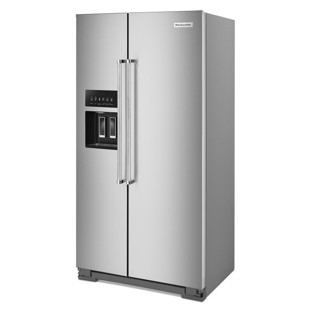 KitchenAid 22.6 cu ft. Side-by-Side Refrigerator with Exterior Ice and Water and PrintShield™ finish - Stainless Steel with PrintShield™ Finish (KRSC703HPS)
