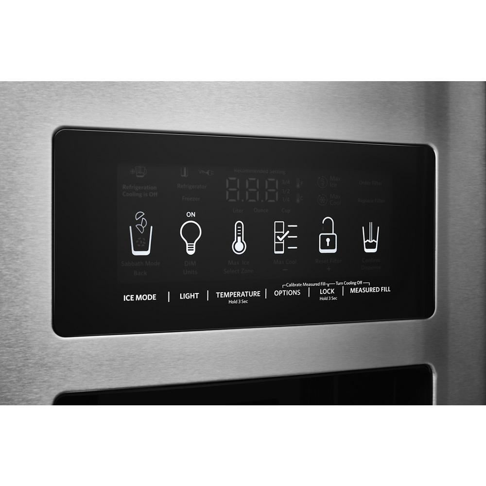 KitchenAid 22.6 cu ft. Side-by-Side Refrigerator with Exterior Ice and Water and PrintShield™ finish - Stainless Steel with PrintShield™ Finish (KRSC703HPS)