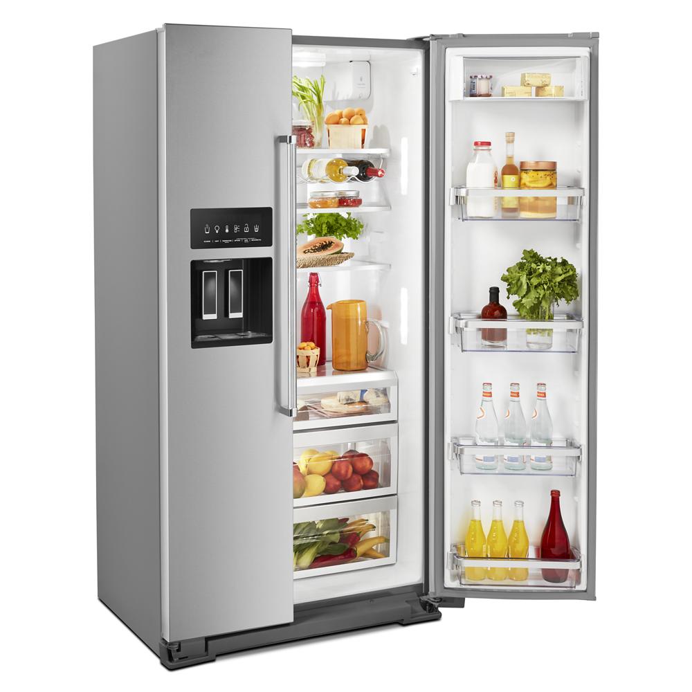 KitchenAid 22.6 cu ft. Side-by-Side Refrigerator with Exterior Ice and Water and PrintShield™ finish - Stainless Steel with PrintShield™ Finish (KRSC703HPS)