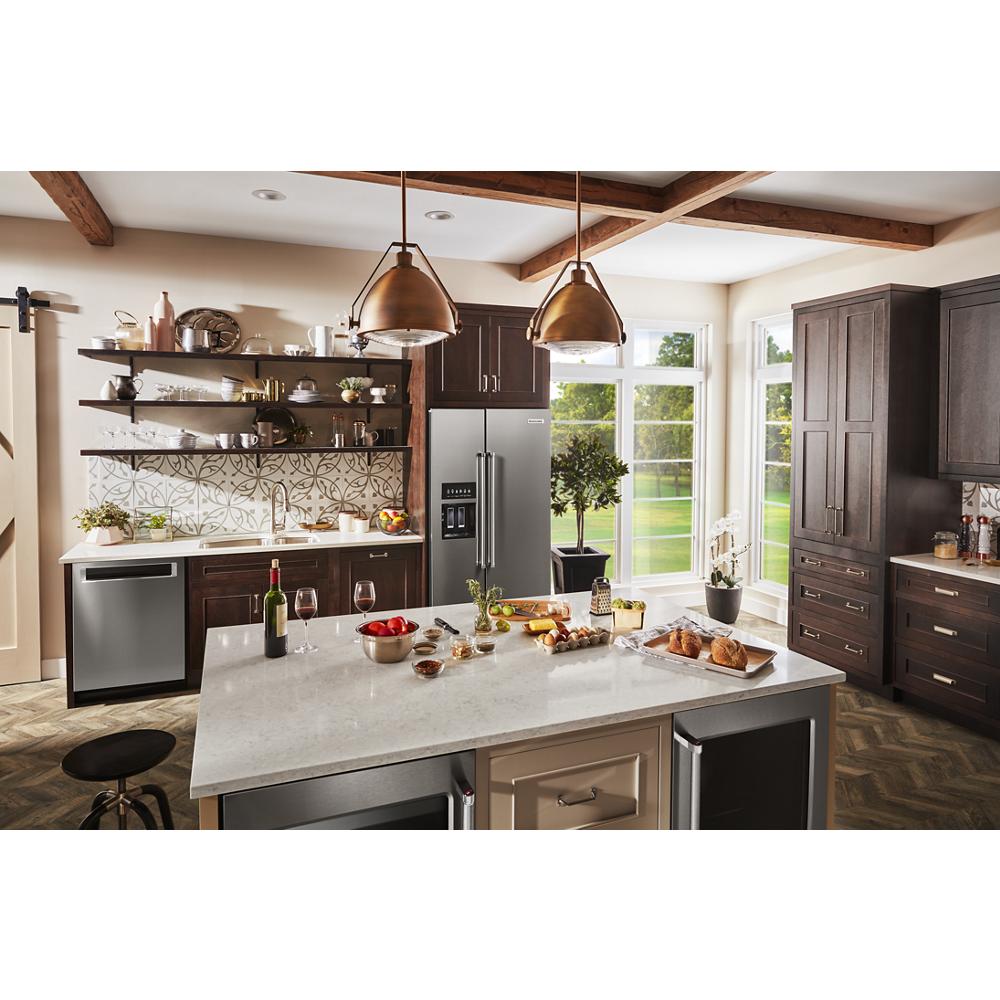 KitchenAid 22.6 cu ft. Side-by-Side Refrigerator with Exterior Ice and Water and PrintShield™ finish - Stainless Steel with PrintShield™ Finish (KRSC703HPS)