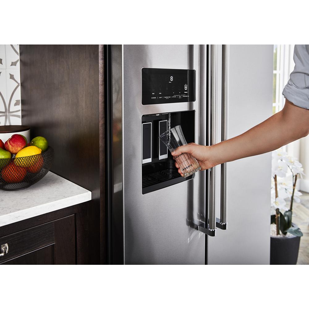 KitchenAid 22.6 cu ft. Side-by-Side Refrigerator with Exterior Ice and Water and PrintShield™ finish - Stainless Steel with PrintShield™ Finish (KRSC703HPS)