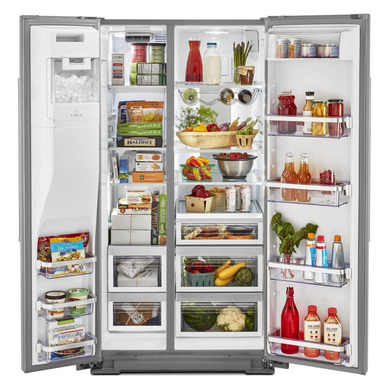 KitchenAid 24.8 cu ft. Side-by-Side Refrigerator with Exterior Ice and Water and PrintShield finish - Stainless Steel with PrintShield™ Finish (KRSF705HPS)