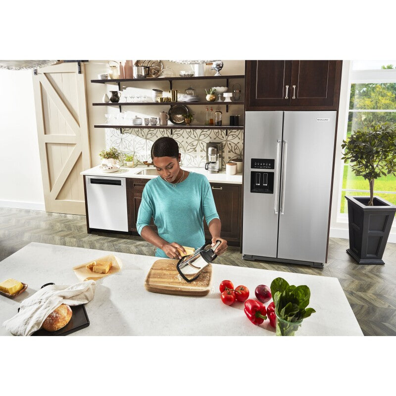 KitchenAid 24.8 cu ft. Side-by-Side Refrigerator with Exterior Ice and Water and PrintShield finish - Stainless Steel with PrintShield™ Finish (KRSF705HPS)