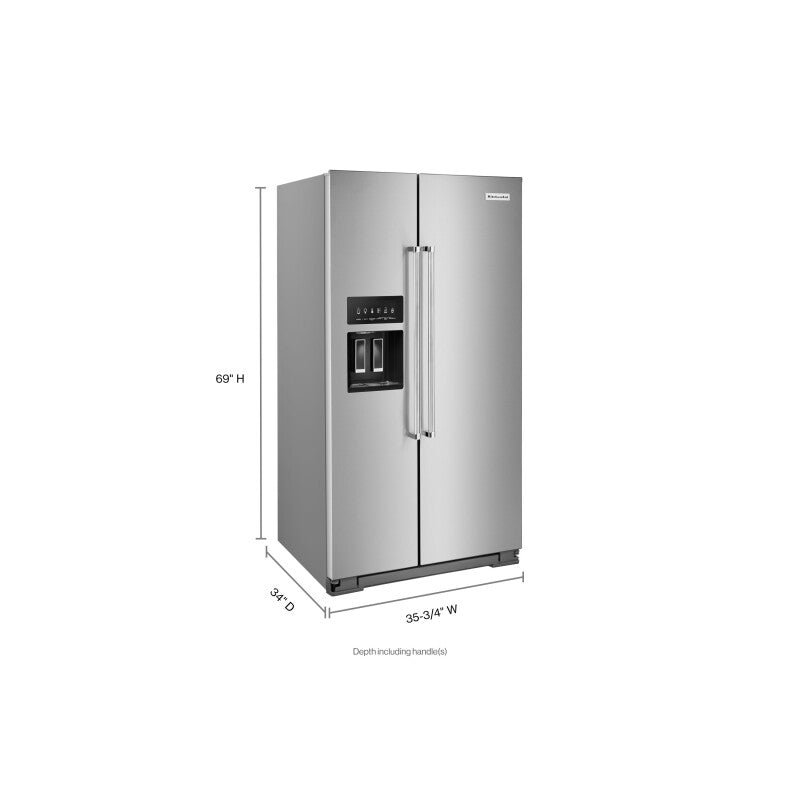 KitchenAid 24.8 cu ft. Side-by-Side Refrigerator with Exterior Ice and Water and PrintShield finish - Stainless Steel with PrintShield™ Finish (KRSF705HPS)