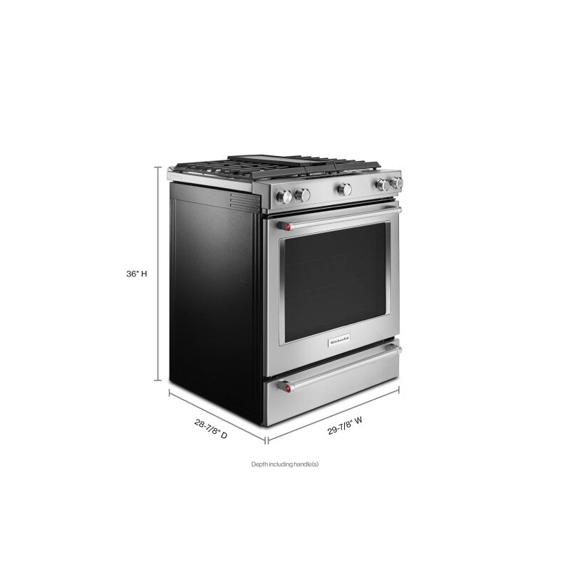 KitchenAid 30" 5-Burner Dual Fuel Convection Slide-In Range with Baking Drawer - Stainless Steel (KSDB900ESS)