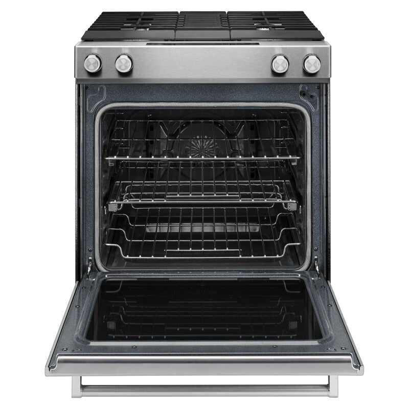 KitchenAid 30" 4-Burner Dual Fuel Downdraft Slide-In Range - Stainless Steel (KSDG950ESS)
