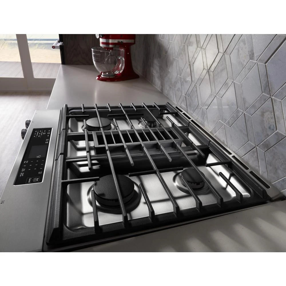 KITCHENAID 30-inch 4-burner Dual Fuel Downdraft Slide-in Range - Stainless Steel (KSDG950ESS)