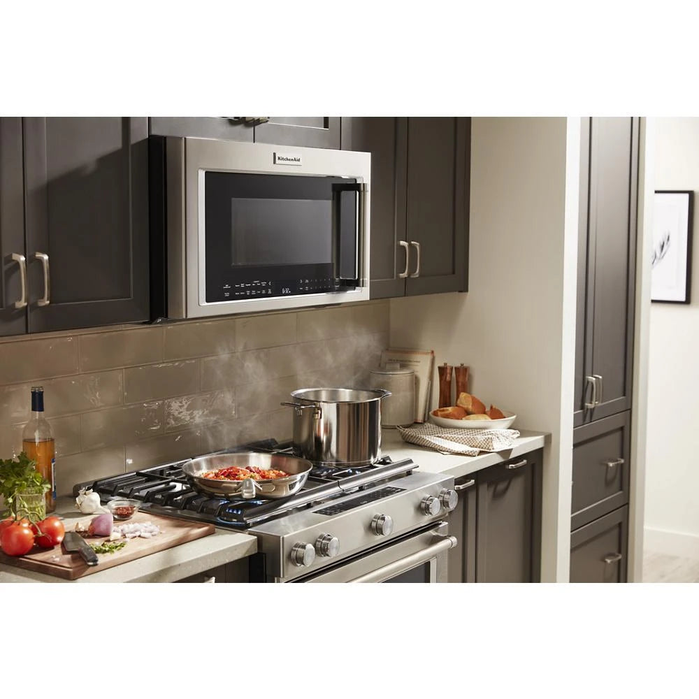 KitchenAid 30-Inch 5 Burner Gas Convection Slide-In Range with Baking Drawer - Stainless Steel (KSGB900ESS)