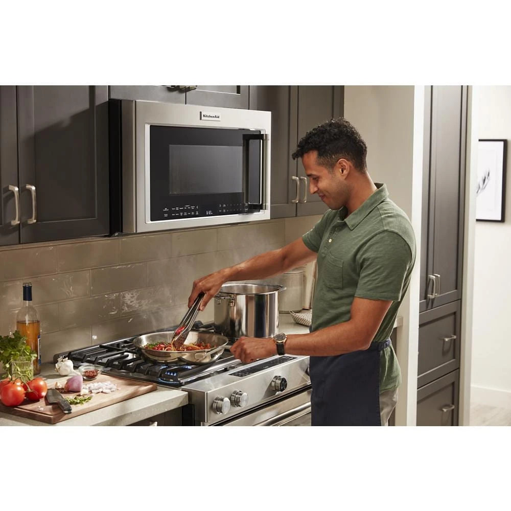 KitchenAid 30-Inch 5 Burner Gas Convection Slide-In Range with Baking Drawer - Stainless Steel (KSGB900ESS)