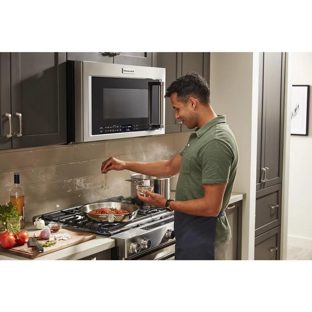 KitchenAid 30-Inch 5 Burner Gas Convection Slide-In Range with Baking Drawer - Stainless Steel (KSGB900ESS)