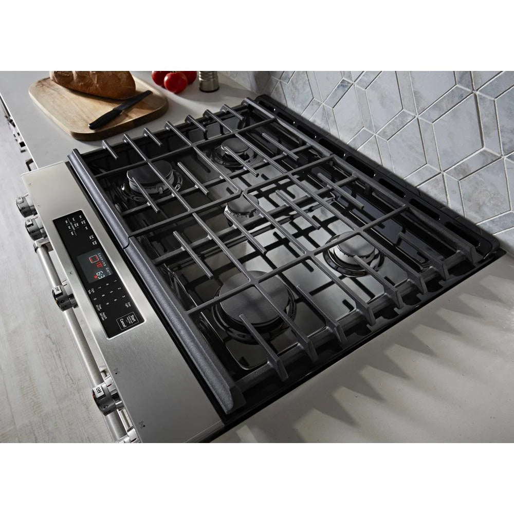 KitchenAid 30-Inch 5-Burner Gas Slide-In Convection Range - Stainless Steel (KSGG700ESS)