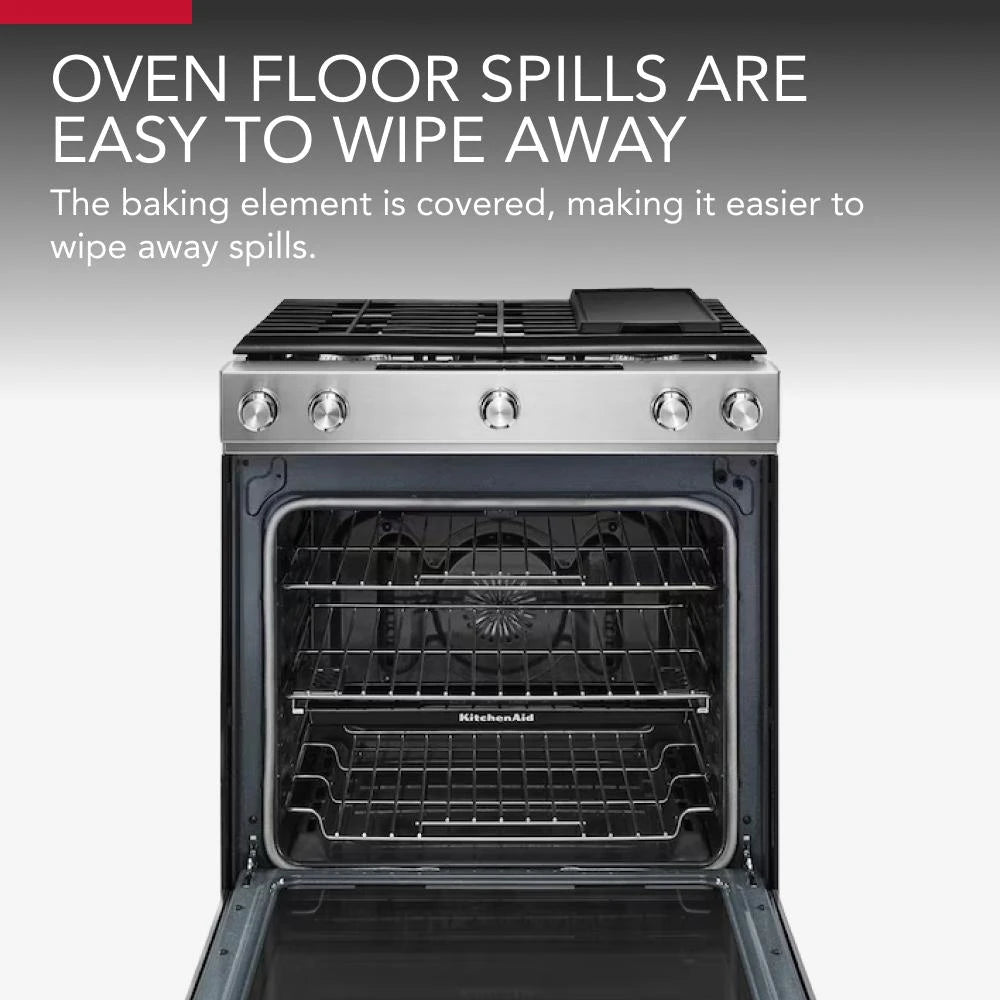 KitchenAid 30-Inch 5-Burner Gas Slide-In Convection Range - Stainless Steel (KSGG700ESS)