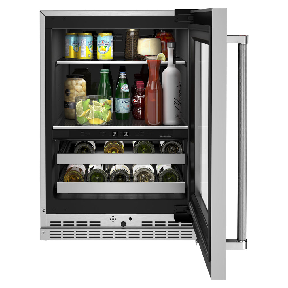KitchenAid 24" Beverage Center with Glass Door and Metal-Front Racks - Stainless Steel (KUBR314KSS)