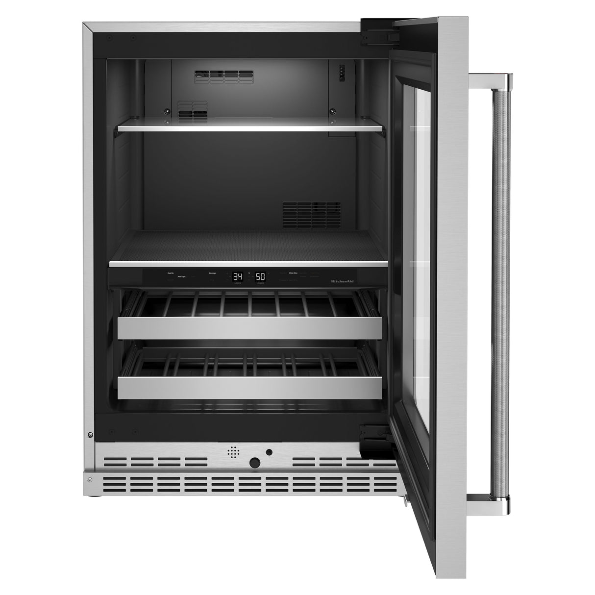 KitchenAid 24" Beverage Center with Glass Door and Metal-Front Racks - Stainless Steel (KUBR314KSS)