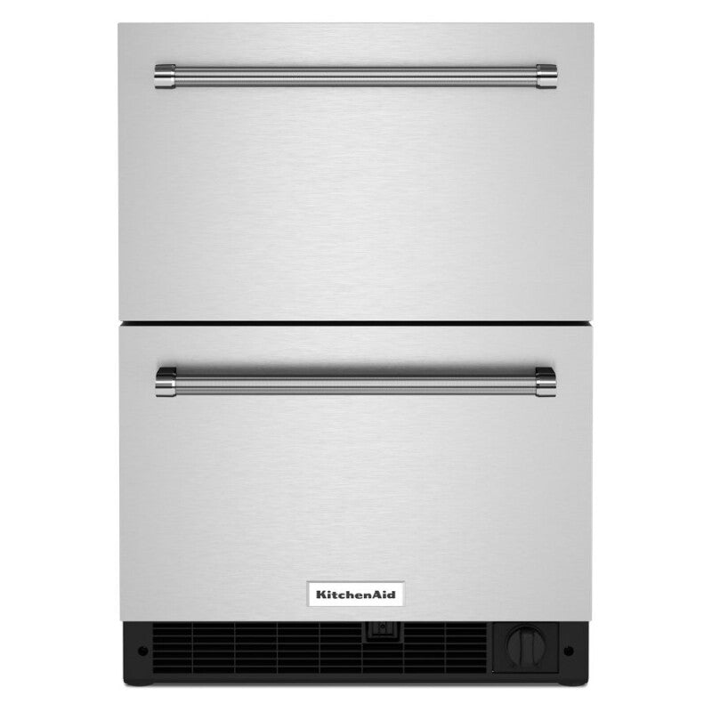 KitchenAid 24" Stainless Steel Undercounter Double-Drawer Refrigerator/Freezer - Stainless Steel (KUDF204KSB)