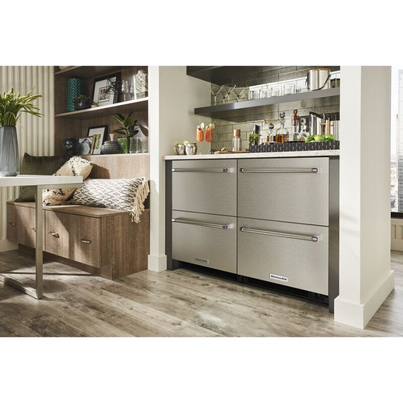 KitchenAid 24" Stainless Steel Undercounter Double-Drawer Refrigerator/Freezer - Stainless Steel (KUDF204KSB)