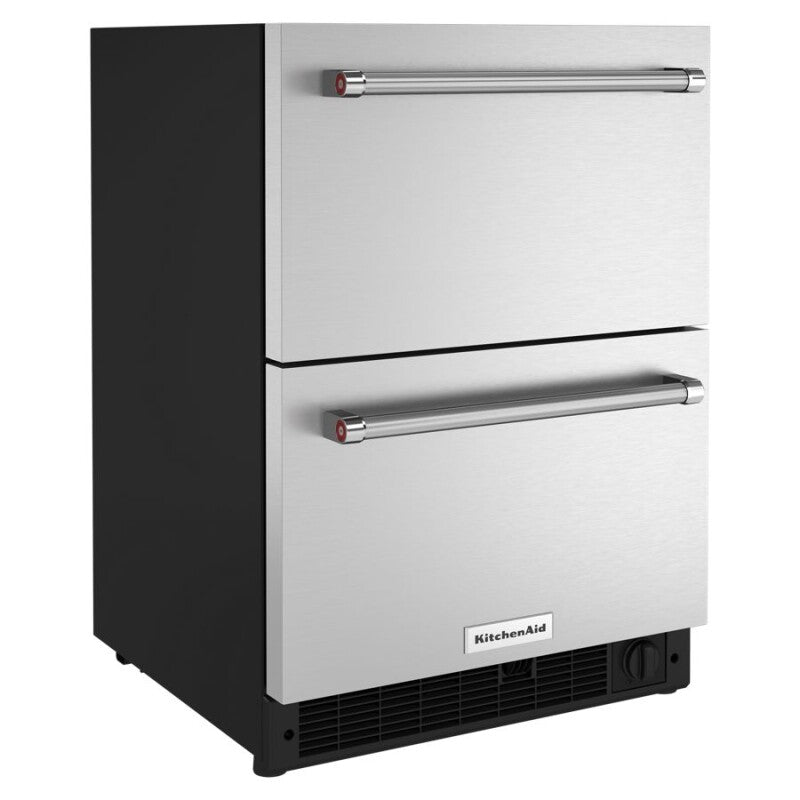 KitchenAid 24" Stainless Steel Undercounter Double-Drawer Refrigerator/Freezer - Stainless Steel (KUDF204KSB)