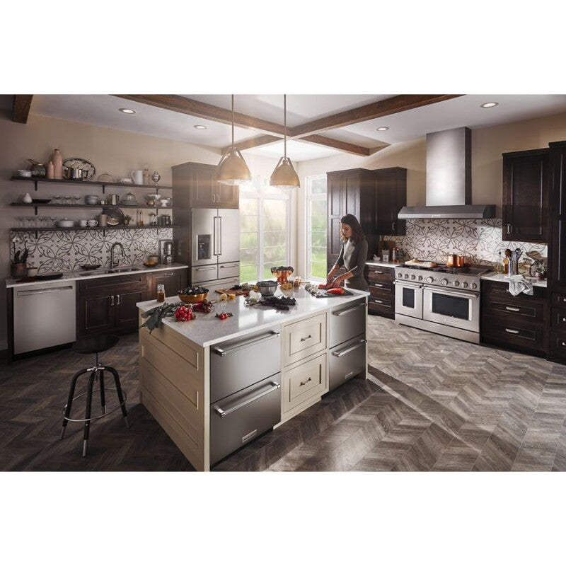 KitchenAid 24" Stainless Steel Undercounter Double-Drawer Refrigerator/Freezer - Stainless Steel (KUDF204KSB)