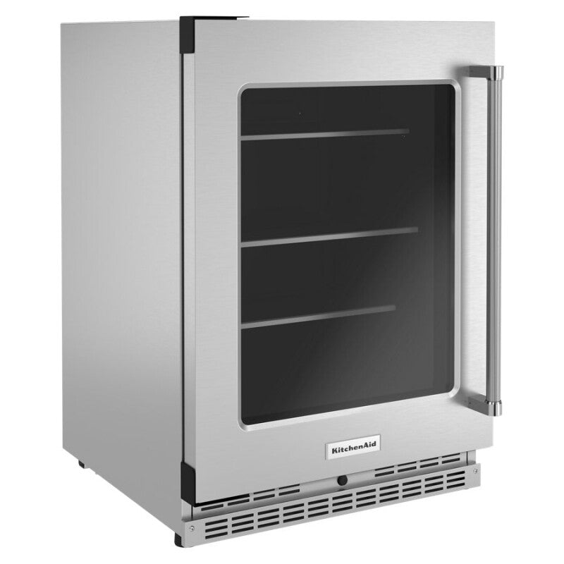 KitchenAid 24" Undercounter Refrigerator with Glass Door and Shelves with Metallic Accents - Stainless Steel (KURL314KSS)