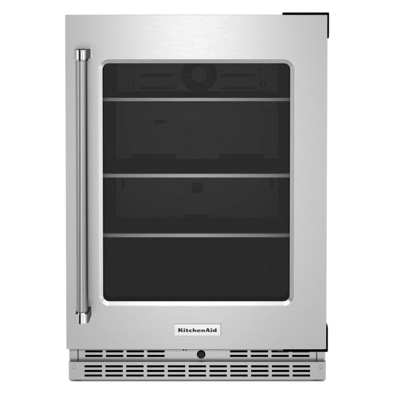 KitchenAid 24" Undercounter Refrigerator with Glass Door and Shelves with Metallic Accents - Stainless Steel (KURR314KSS)