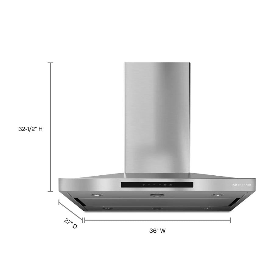 KITCHENAID 36" Island-mount, 3-speed Canopy Hood - Stainless Steel (KVIB606DSS)