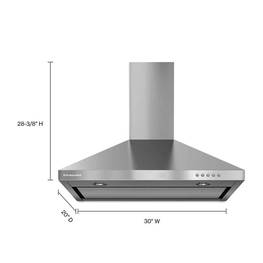 KITCHENAID 30" Wall-mount, 3-speed Canopy Hood - Stainless Steel (KVWB400DSS)