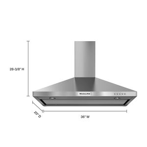 KitchenAid 36" Wall-Mount, 3-Speed Canopy Hood - Stainless Steel (KVWB406DSS)