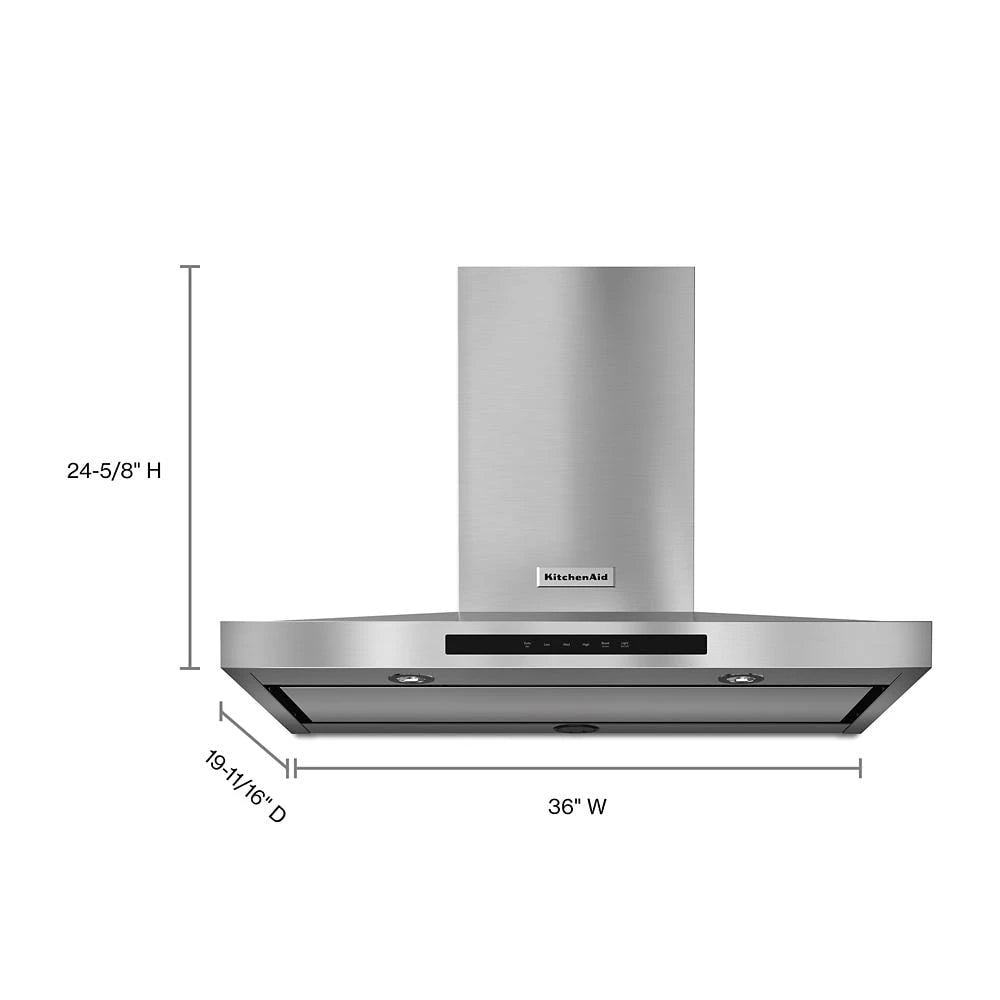KitchenAid 36" Wall-mount, 3-speed Canopy Hood - Stainless Steel (KVWB606DSS)