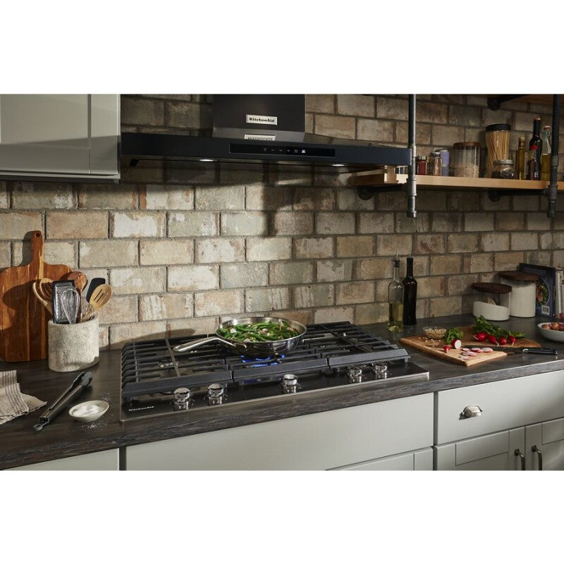 KitchenAid 36" Wall-Mount, 3-Speed Canopy Hood - Black Stainless Steel with PrintShield™ Finish (KVWB606HBS)