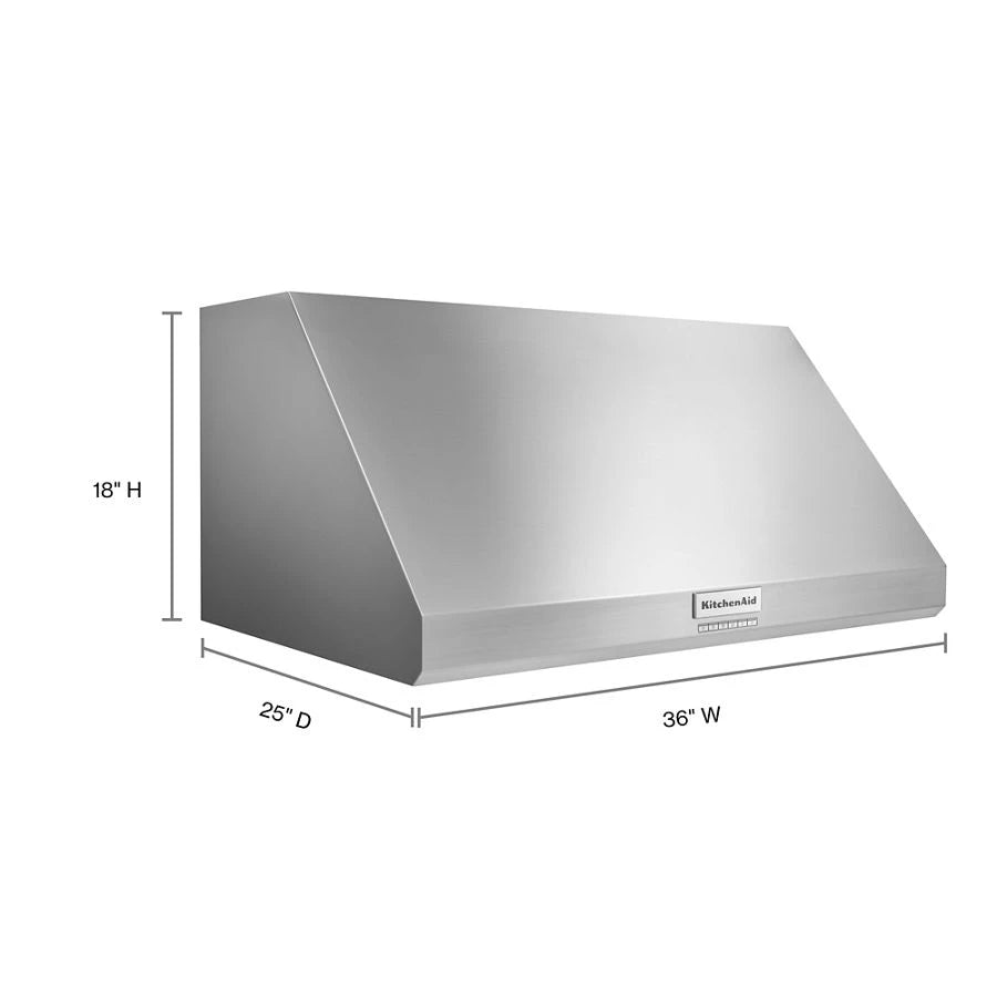 KITCHENAID 36" 585 Or 1170 Cfm Motor Class Commercial-style Wall-mount Canopy Range Hood - Stainless Steel (KVWC906KSS)