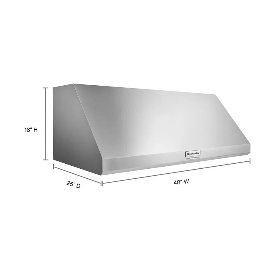 KITCHENAID 48'' 585 Or 1170 Cfm Motor Class Commercial-style Wall-mount Canopy Range Hood - Stainless Steel (KVWC908KSS)