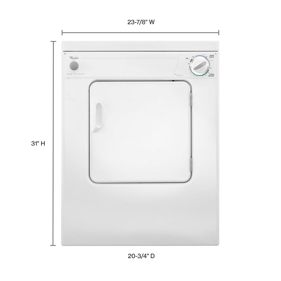Whirlpool 3.4 cu. ft. Compact Front Load Dryer with Flexible Installation - White-on-White (LDR3822PQ)