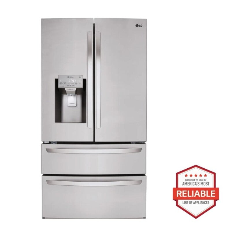 LG 28 Cu. Ft. 4-door French Door, Standard Depth, Ice & Water, Double Freezer, Stainless Steel - Stainless Steel (LMXS28626S)